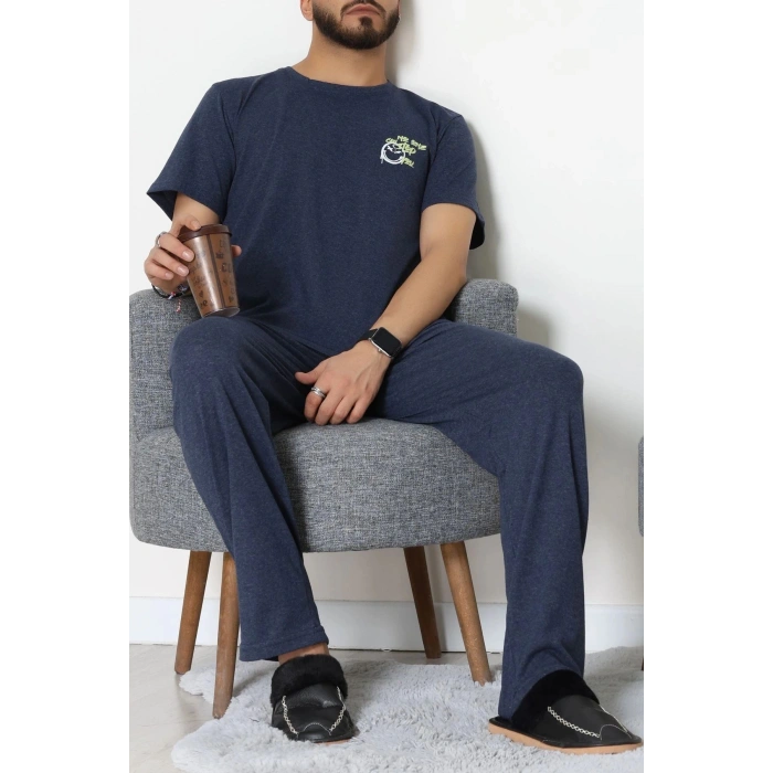 Ön Ve Arka Baskılı Süprem Erkek Pijama Takımı İndigo2 - 70862.1961.