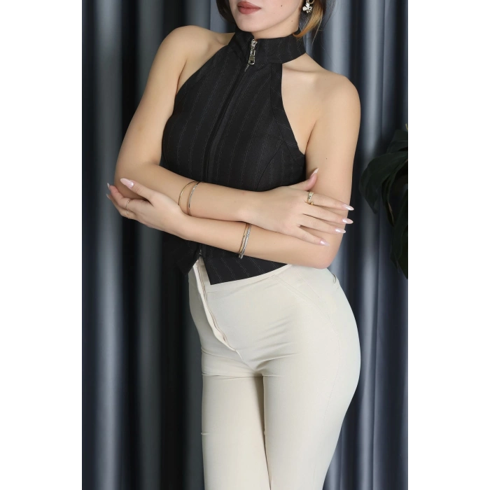 Önden Fermuarlı Yelek Kahve - 120696.444.