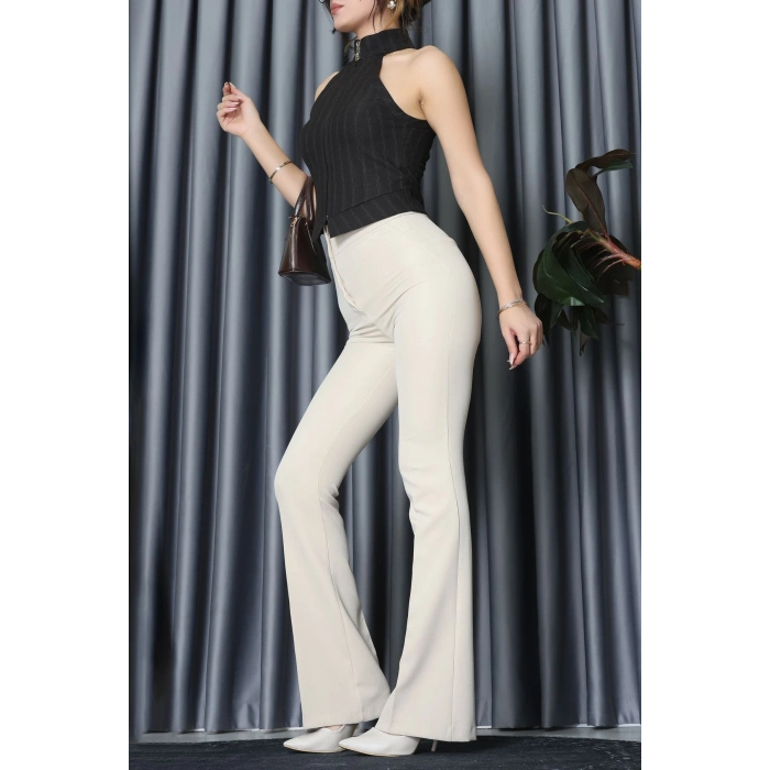 Önden Fermuarlı Yelek Kahve - 120696.444.