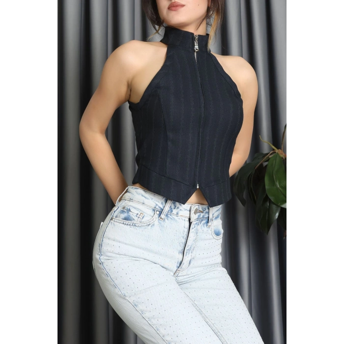 Önden Fermuarlı Yelek Lacivert - 120696.444.