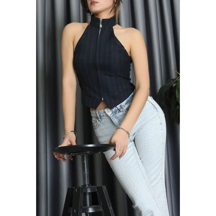 Önden Fermuarlı Yelek Lacivert - 120696.444.