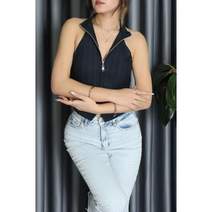 Önden Fermuarlı Yelek Lacivert - 120696.444.