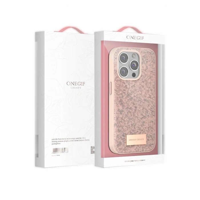 Onegif iPhone 14 Bright Simli Kapak - Pembe