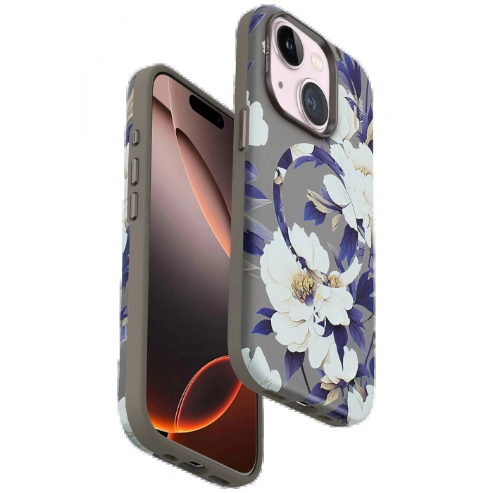 Onegif iPhone 14 Flower Series Magsafe Kapak - Gri