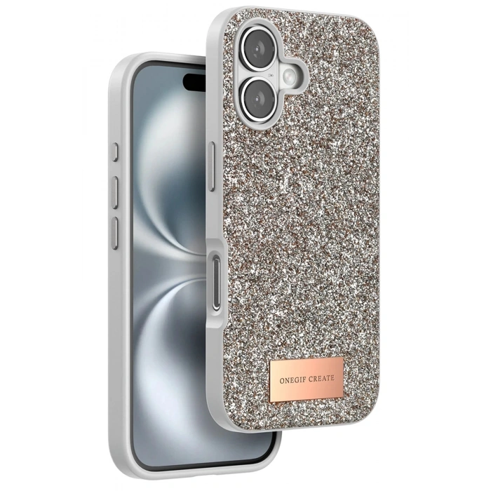 Onegif iPhone 16 Bright Simli Kapak - Gold