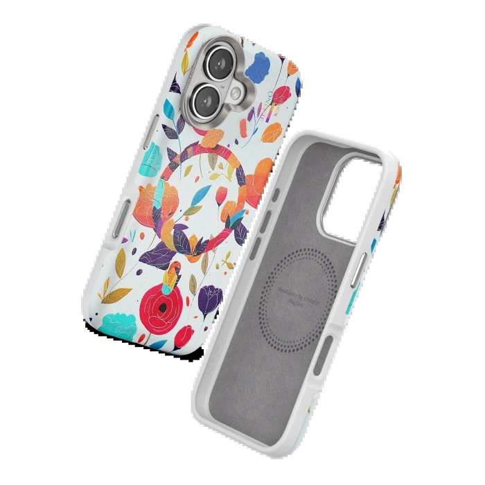 Onegif iPhone 16 Flower Series Magsafe Kapak - Beyaz