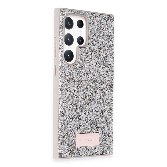 Onegif Samsung Galaxy S23 Ultra Bright Simli Kapak - Gümüş