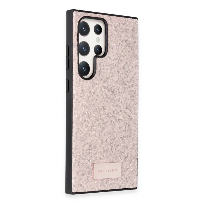 Onegif Samsung Galaxy S23 Ultra Bright Simli Kapak - Pembe