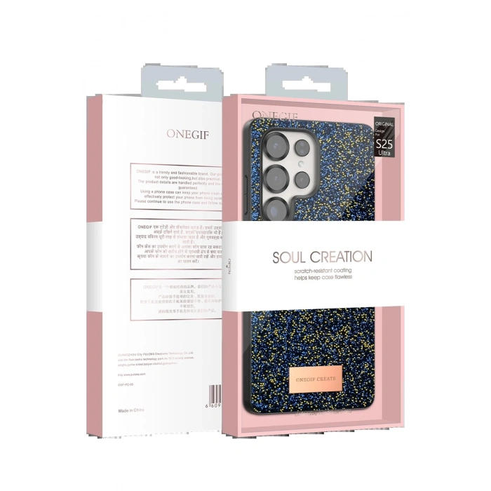 Onegif Samsung Galaxy S25 Ultra Bright Simli Kapak - Siyah