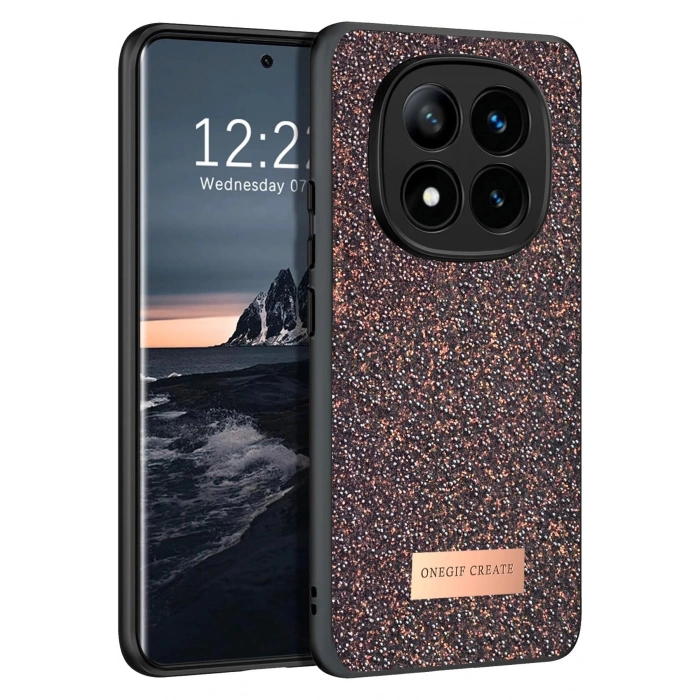 Onegif Xiaomi Redmi Note 14 Pro 4G Bright Simli Kapak - Derin Mor