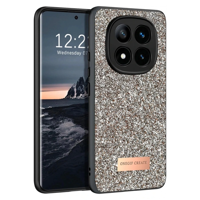 Onegif Xiaomi Redmi Note 14 Pro 4G Bright Simli Kapak - Gold