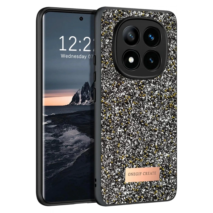 Onegif Xiaomi Redmi Note 14 Pro 4G Bright Simli Kapak - Gümüş