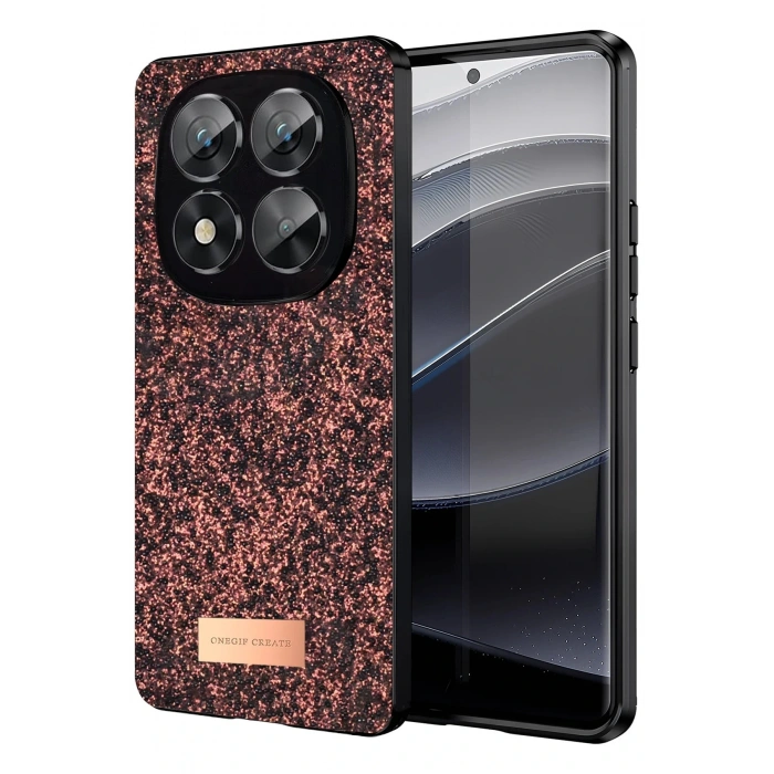 Onegif Xiaomi Redmi Note 14 Pro 5G Bright Simli Kapak - Derin Mor