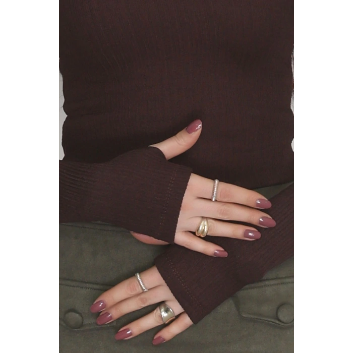 Önü Arkası U Yaka Basic Bluz Kahve - 42676.1247.