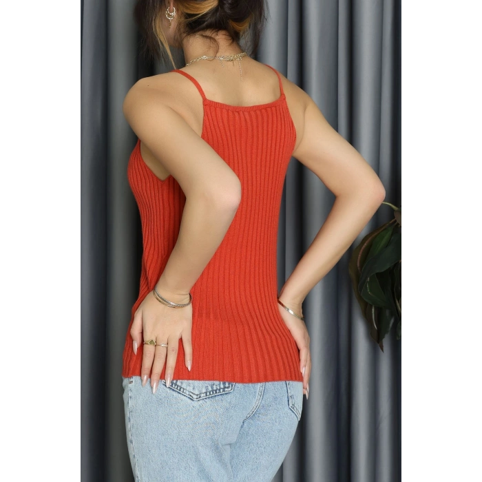 Önü Düğmeli Askılı Triko Yelek Kırmızı - 71740.444.