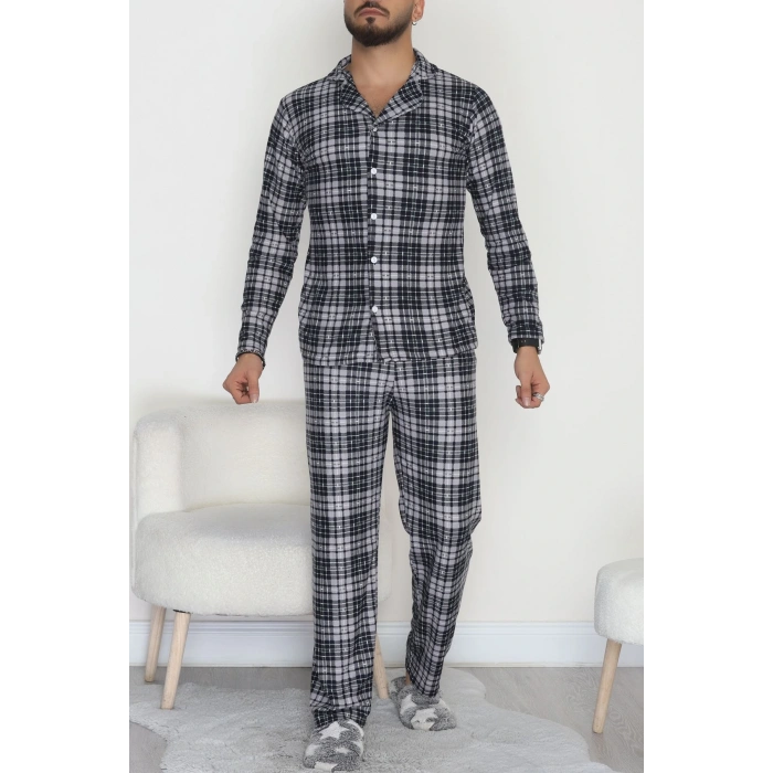 Önü Düğmeli Süet Erkek Pijama Takımı Grilaci - 42662.2028.