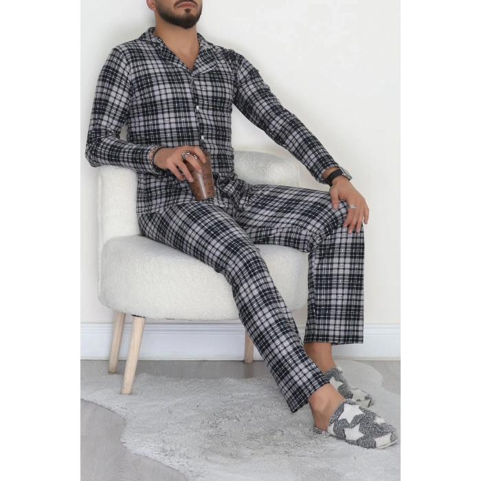 Önü Düğmeli Süet Erkek Pijama Takımı Grilaci - 42662.2028.