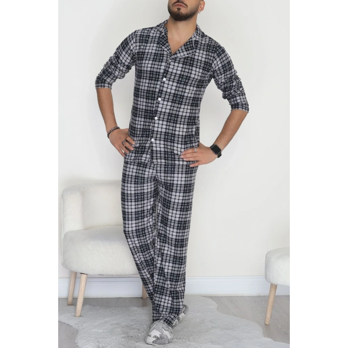 Önü Düğmeli Süet Erkek Pijama Takımı Grilaci - 42662.2028.