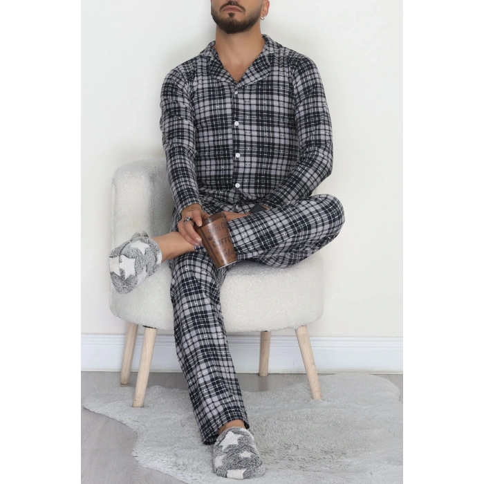 Önü Düğmeli Süet Erkek Pijama Takımı Grilaci - 42662.2028.