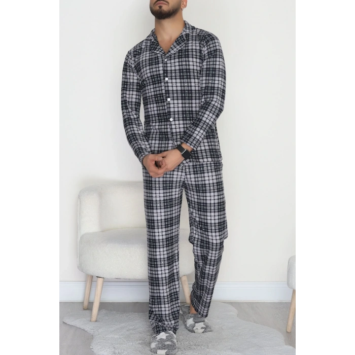 Önü Düğmeli Süet Erkek Pijama Takımı Grilaci - 42662.2028.