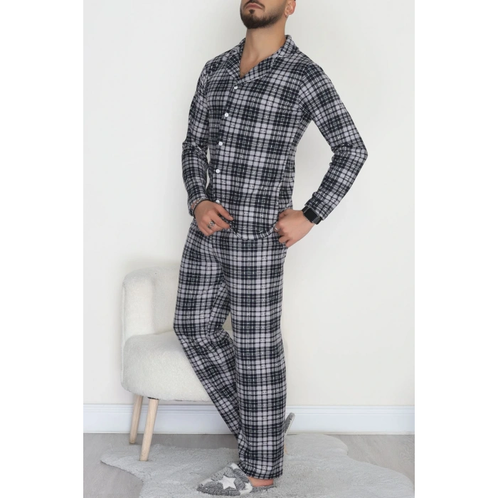 Önü Düğmeli Süet Erkek Pijama Takımı Grilaci - 42662.2028.