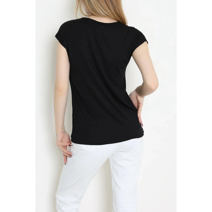 Önü Taş Detaylı Bluz Siyah - 43987.599.