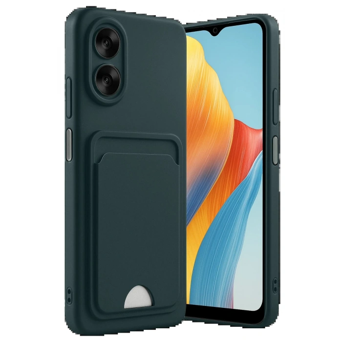 Oppo A38 Kılıf Kelvin Kartvizitli Silikon - Koyu Yeşil