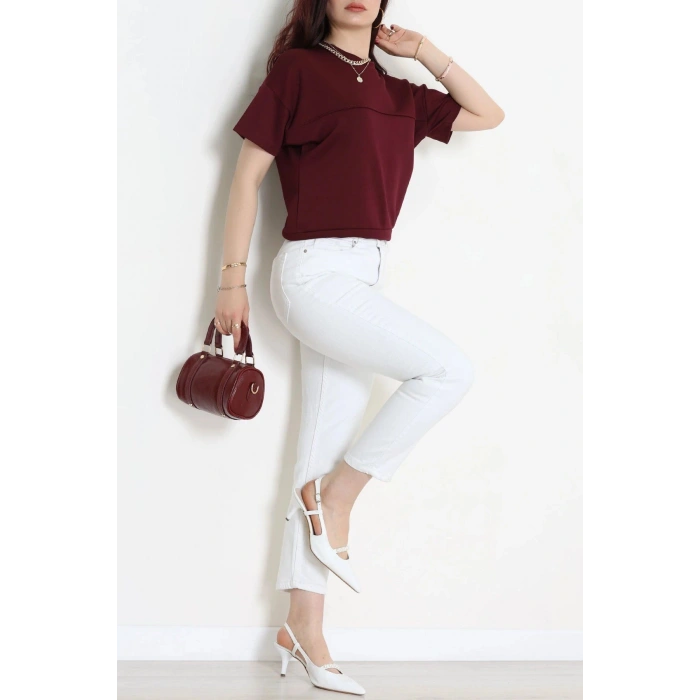 Örme Modal Çımalı Bluz Mürdüm - 71173.2023.