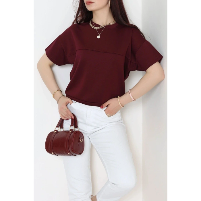 Örme Modal Çımalı Bluz Mürdüm - 71173.2023.