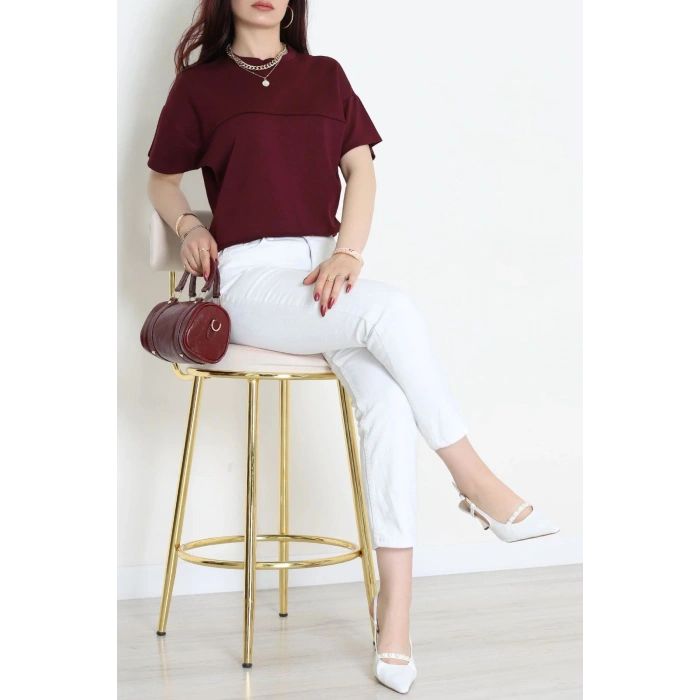 Örme Modal Çımalı Bluz Mürdüm - 71173.2023.