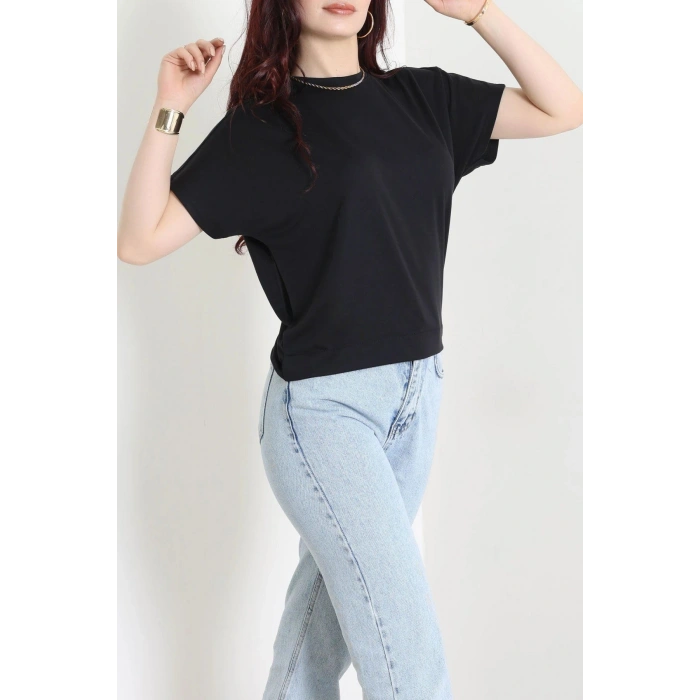Örme Modal Çıtçıtlı Bluz Siyah - 71335.1567.