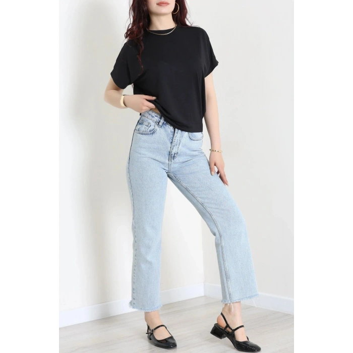 Örme Modal Çıtçıtlı Bluz Siyah - 71335.1567.