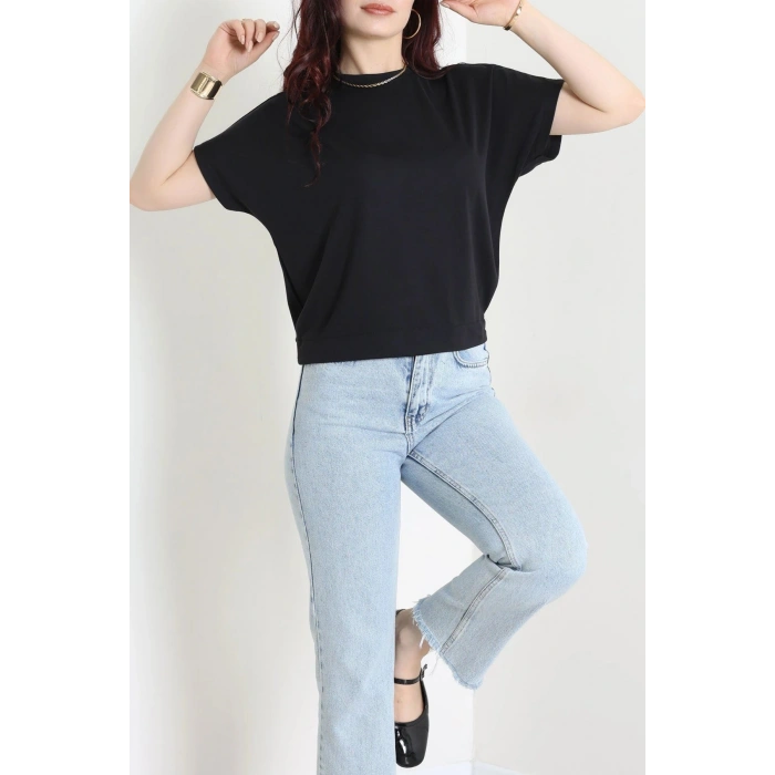 Örme Modal Çıtçıtlı Bluz Siyah - 71335.1567.