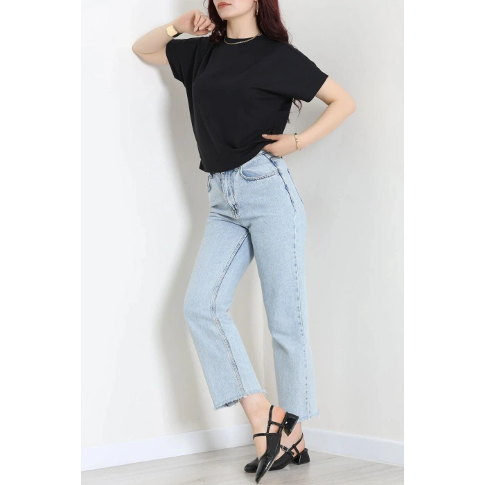 Örme Modal Çıtçıtlı Bluz Siyah - 71335.1567.