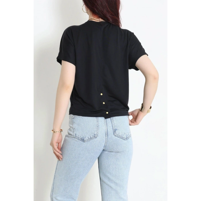 Örme Modal Çıtçıtlı Bluz Siyah - 71335.1567.