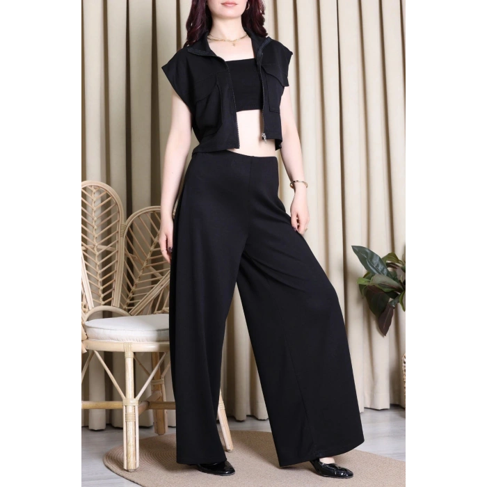 Örme Modal Yelekli Takım Siyah - 55132.701.