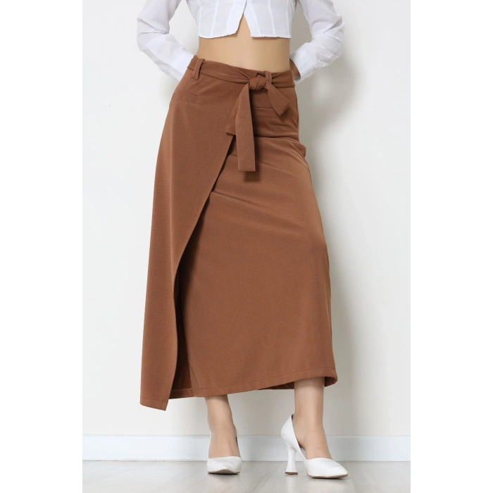 Ottoman Kuşaklı Etek Açıkkahve - 60623.2126.