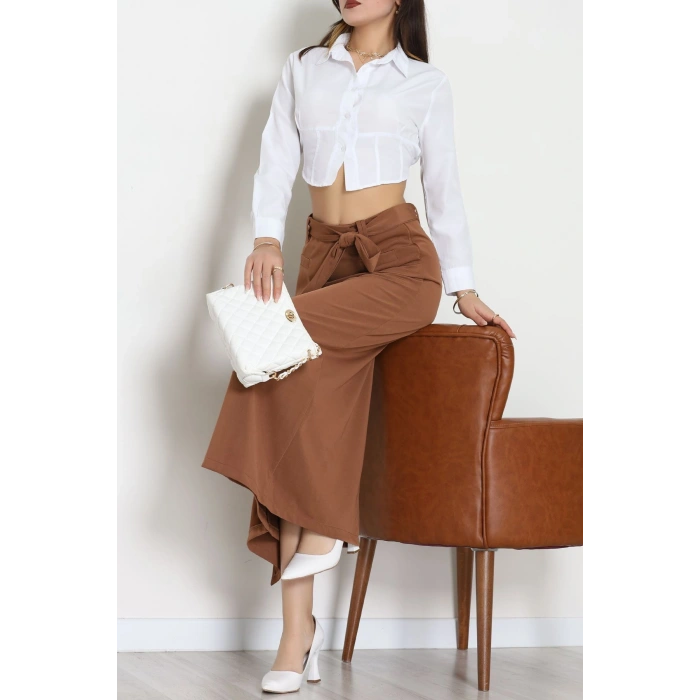 Ottoman Kuşaklı Etek Açıkkahve - 60623.2126.