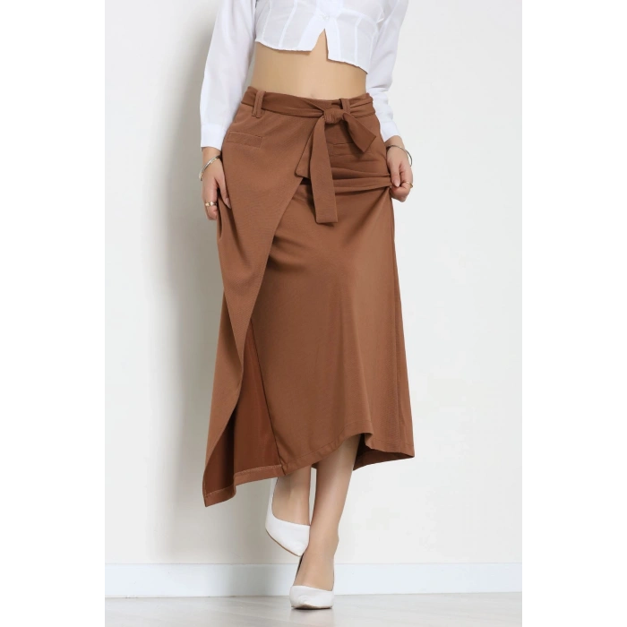 Ottoman Kuşaklı Etek Açıkkahve - 60623.2126.