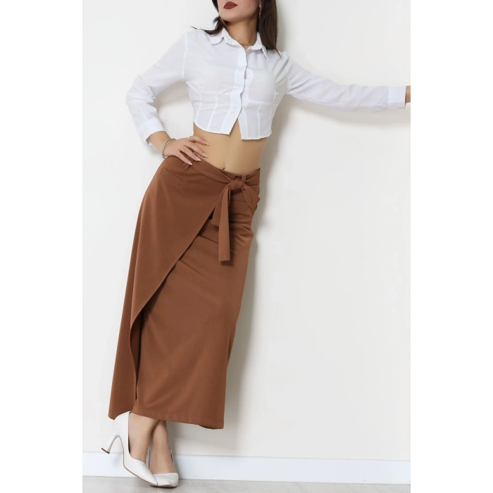 Ottoman Kuşaklı Etek Açıkkahve - 60623.2126.