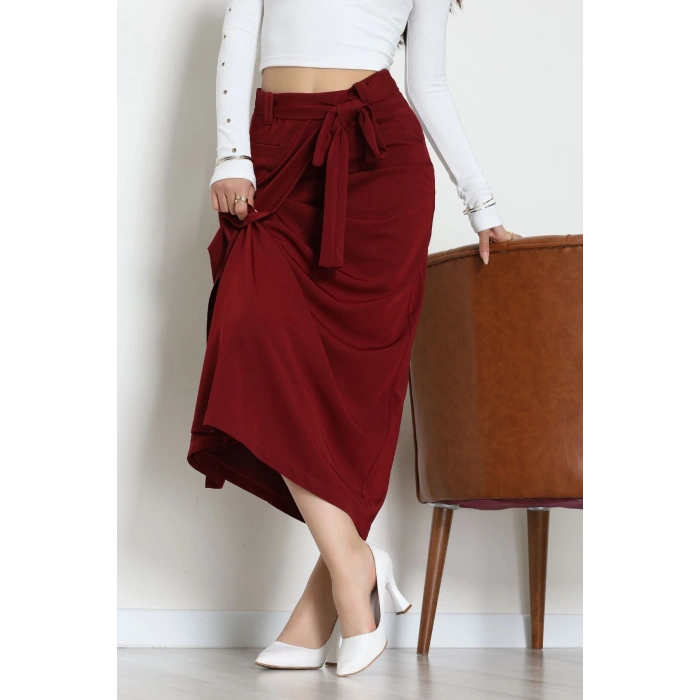 Ottoman Kuşaklı Etek Bordo - 60623.2126.