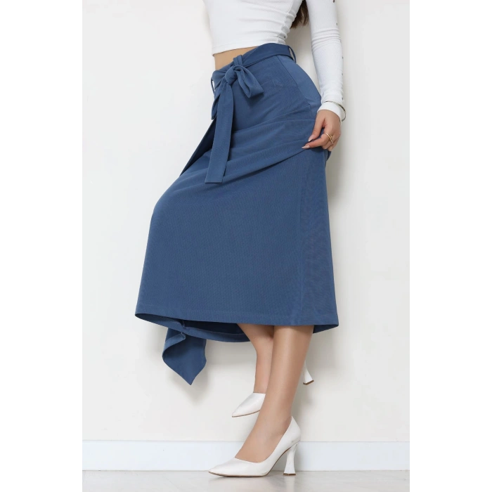 Ottoman Kuşaklı Etek İndigo - 60623.2126.