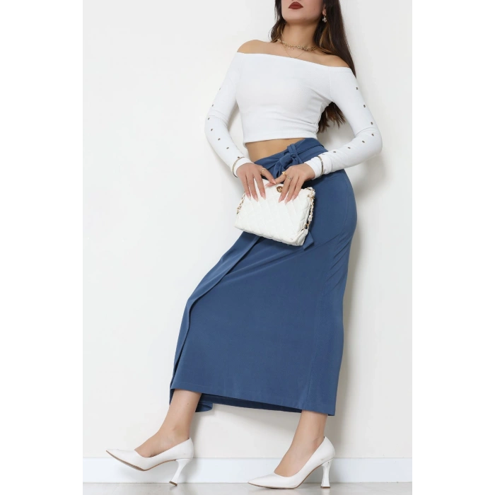 Ottoman Kuşaklı Etek İndigo - 60623.2126.