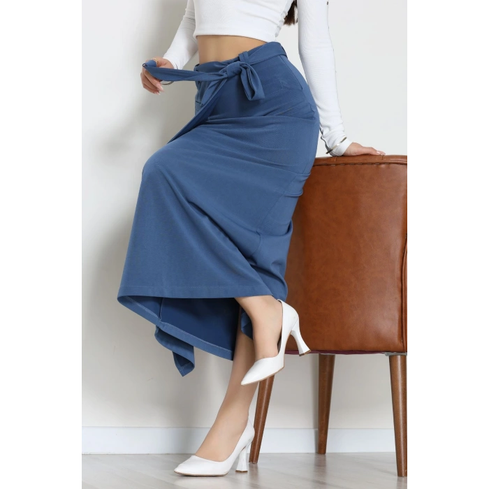 Ottoman Kuşaklı Etek İndigo - 60623.2126.