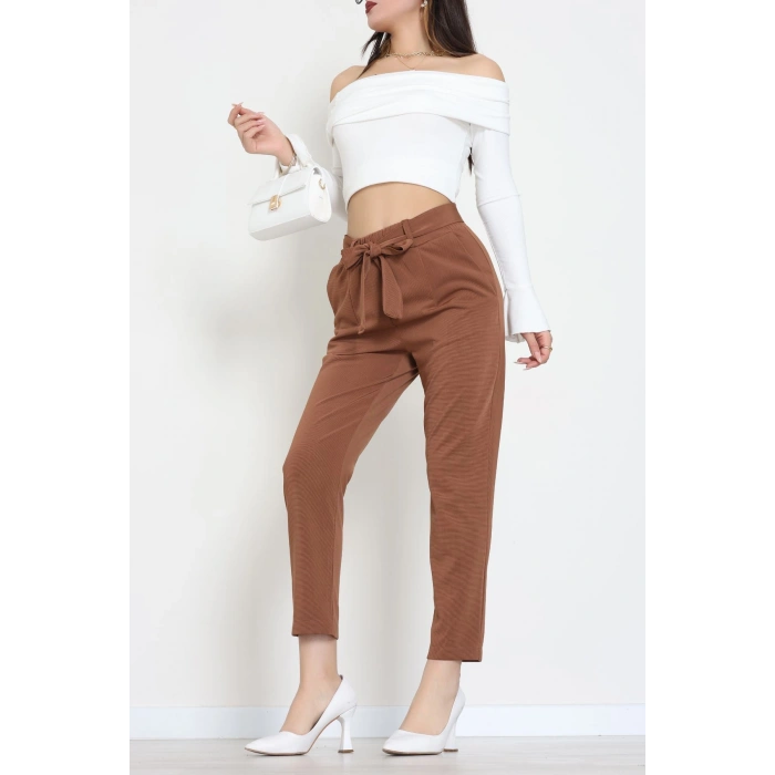 Ottoman Kuşaklı Pantolon Açıkkahve - 1824.2126.