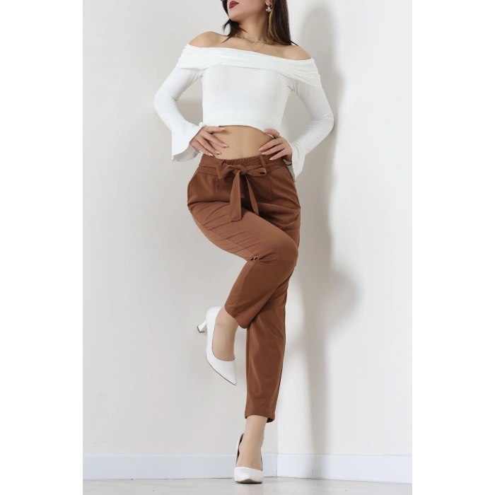 Ottoman Kuşaklı Pantolon Açıkkahve - 1824.2126.