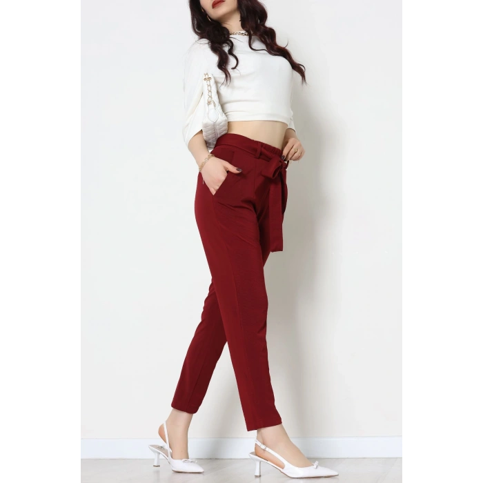 Ottoman Kuşaklı Pantolon Bordo - 1824.2126.