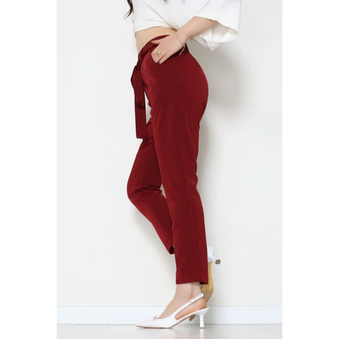 Ottoman Kuşaklı Pantolon Bordo - 1824.2126.