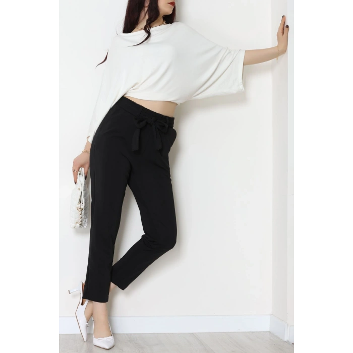 Ottoman Kuşaklı Pantolon Siyah - 1824.2126.