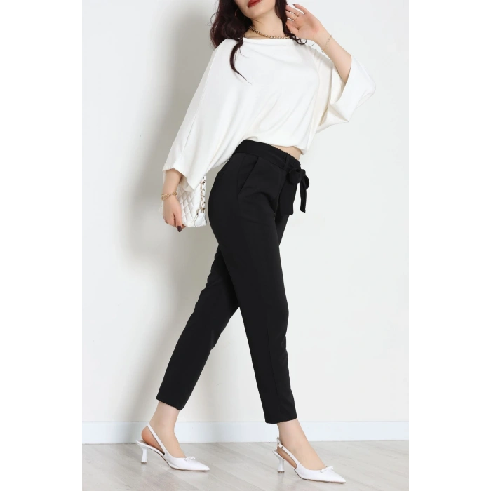 Ottoman Kuşaklı Pantolon Siyah - 1824.2126.